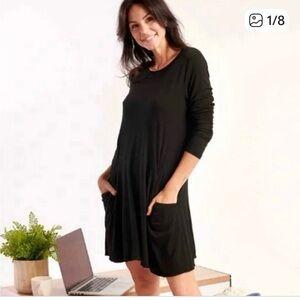 Betabrand Black Luxe Silk Blend Sweatshirt Travel Dress Womans sz XL